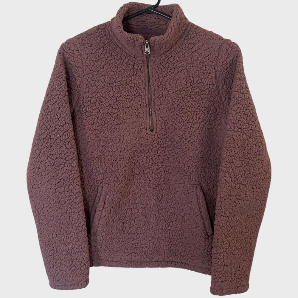 Abercrombie & Fitch Sherpa Half-Zip Teddy Sweater Mauve Pink Women's Size Small